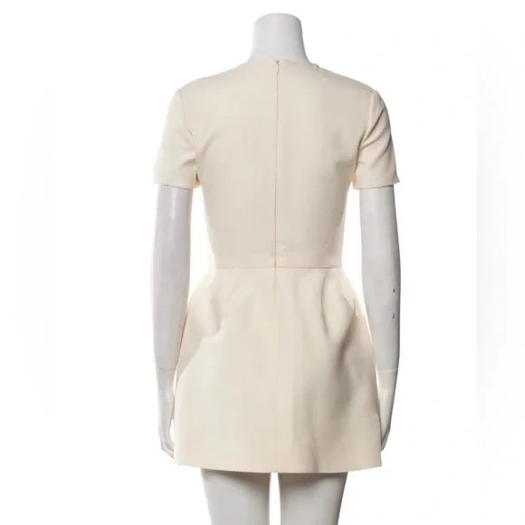 Valentino Garavani Cream Short Sleeve Mini Dress with Gold V Accents - Picture 5 of 8